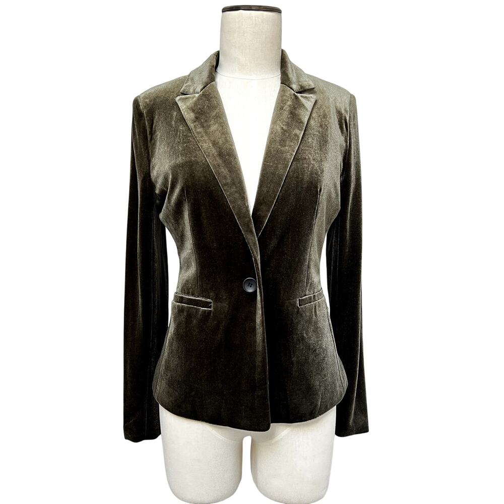 Molly Bracken Velvet One Button Blazer Khaki NWT Small